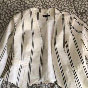White and black striped blazer